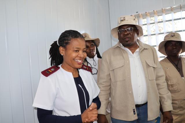 WINDHOEK, 14 May 2025 - Khomas Chief Regional Officer Clement Mafwila with Melitha Gobetsi Mathe, the nurse-in-charge at Khomasdal clinic (Photo: Andreas Thomas) NAMPA