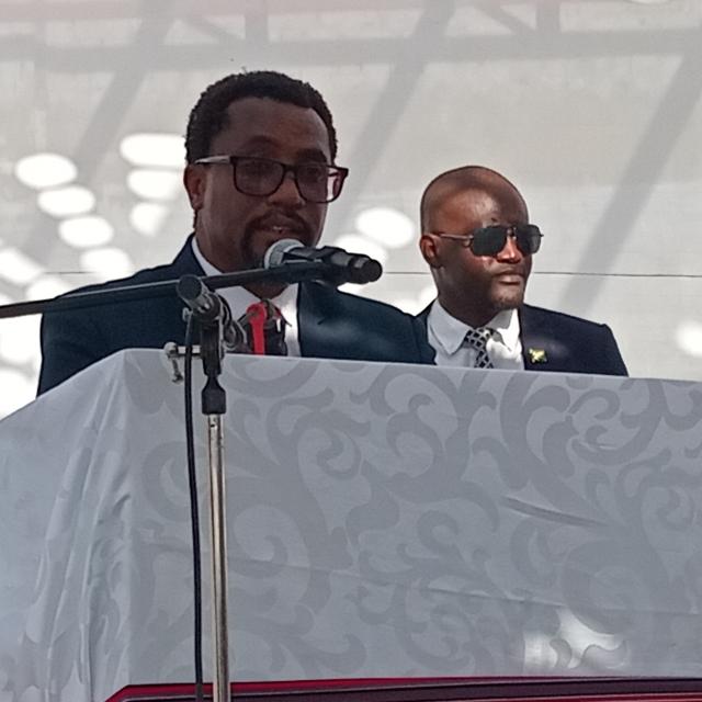  ONANKALI, 15 May 2025 - Deputy Prime Ministry and Minister of Mines and Energy Natangue Iithete during the official opening of the Nambaza Shopping Centre on Thursday. (Photo: Maria David)