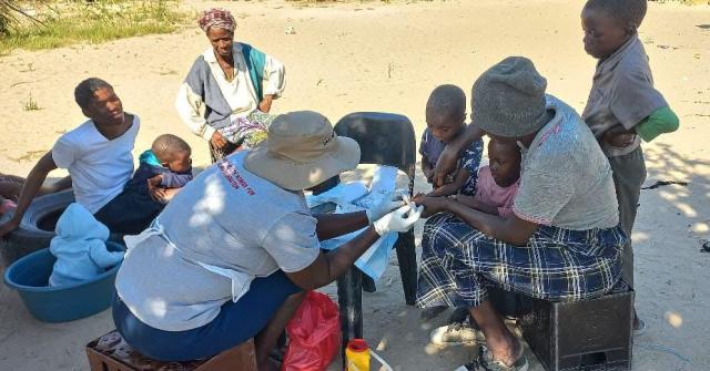 NKURENKURU, 16 May 2025 - Residents of Nkurenkuru being tested for malaria in efforts to monitor and support frontline efforts. (Photo: Contributed)