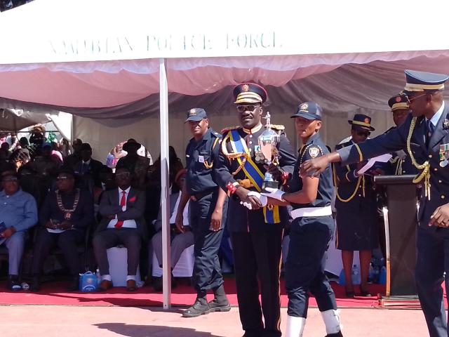 OSHAKATI, 23 May 2025 - The Namibian Police Force Inspector General Lieutenant General Joseph Shikongo officially handed over trophies to outstanding performance. (Photo: Maria David)NAMPA