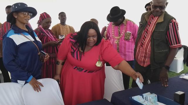 OSHAKATI, 31 May 2025 - Minister of Home Affairs, Immigration, Safety and Security Lucia Iipumbu visiting stalls during the official opening of the Oshakati Totem Expo on Saturday. (Photo by: Maria David) NAMPA