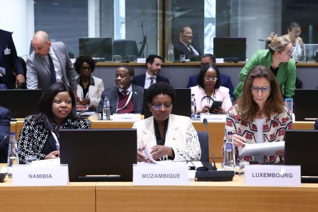 WINDHOEK, 21 MAY 2025- Hon. Jenelly Matundu (left), Deputy Minister of International Relations and Trade, led Namibia’s delegation at the AU-EU Ministerial meeting. Photo(contributed) NAMPA