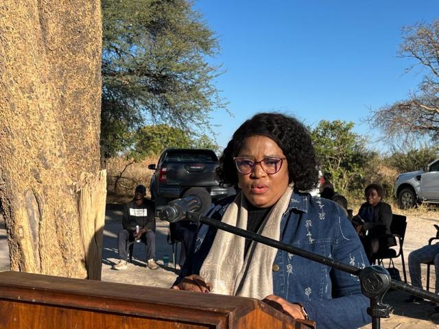 NKURENKURU, 09 June 2025 - Kavango West Governor Verna Sinimbo pictured during the Kavango West Regional Council constituency visitation programme at Silikunga village on Monday. (Photo by: Lylie Joel) NAMPA
