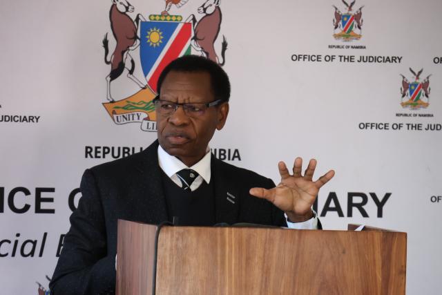 OTJIWARONGO, 10 June 2025 - Chief Justice Peter Shivute speaks at the official opening of a five-day strategic planning workshop in Otjiwarongo on Tuesday. (Photo by: Mulisa Simiyasa) NAMPA