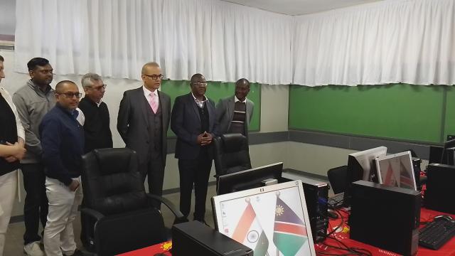 ONGWEDIVA, 13 June 2025 - Indian High Commissioner donates books and scholarship, Rani Group boosts HP Campus with computers. (Photo: Maria David)NAMPA