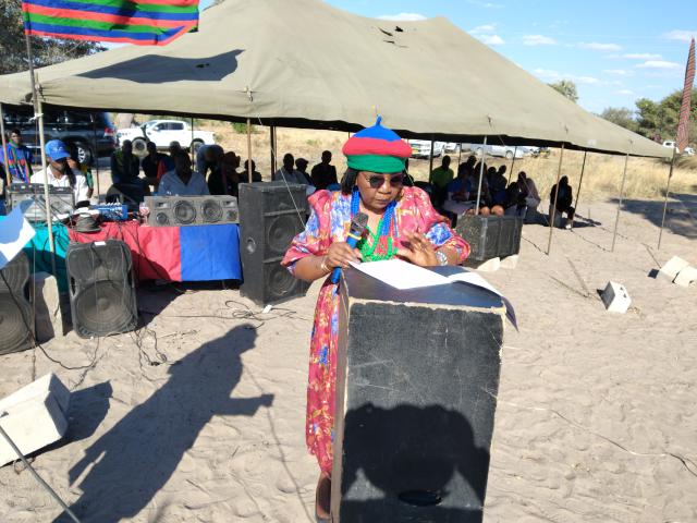 IZIMWE: 14 June 2025 – Swapo Party Secretary General, Sophia Shaningwa speaking at the final Swapo Party mini rally held at Izimwe in the Kabbe South Constituency on Saturday afternoon in the Zambezi region’s flood prone eastern parts.

(Photo: Michael Mutonga Liswaniso) NAMPA
