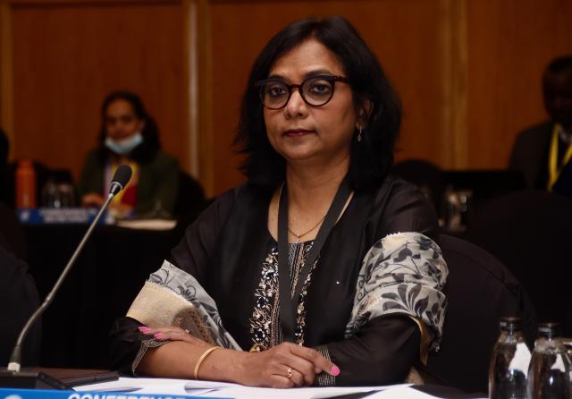 WINDHOEK, 16 June 2025 - Ruth Kattumuri, Commonwealth Senior Director of Economic, Youth and Sustainable Development pictured during the opnening session of 2025 Commonwealth Senior Trade Officials Meeting (STOM) II that was held in Windhoek, Namibia. (Photo by: Hesron Kapanga) NAMPA