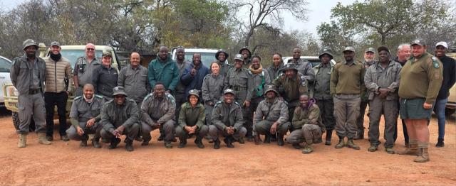 WINDHOEK, 17 June 2025 - The Minister of Environment, Forestry and Tourism, Indileni Daniel and the Executive Director, Sikongo Haihambo pictured with Waterberg Plateau National Park rangers (Photo: Contributed)