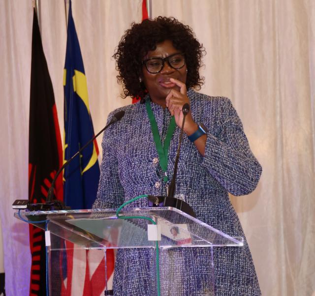 WINDHOEK, 18 June 2025 - Namibia Investment Promotion and Development Board (NIPDB) CEO Nangula Uaandja speaks during the opening ceremony of the Commonwealth Business Summit in Windhoek. (Photo by: Hesron Kapanga) NAMPA