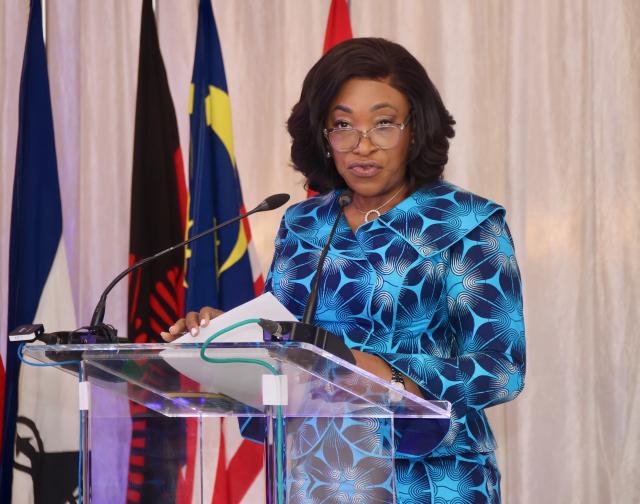 WINDHOEK, 18 June 2025 - Commonwealth Secretary General Shirley Ayorkor Botchwey addresses the opening ceremony of the Commonwealth Business Summit in Windhoek. (Photo by: Hesron Kapanga) NAMPA