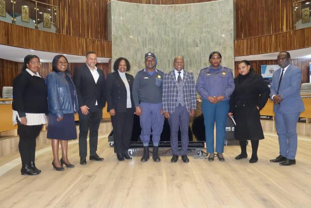 WINDHOEK, 20 JUN 2025 - Prime Minister Elijah Ngurare flanked by officials from City of Windhoek, the Ministry of Urban and Rural Development, and the Ministry of Works and Transport. (Photo contributed). NAMPA