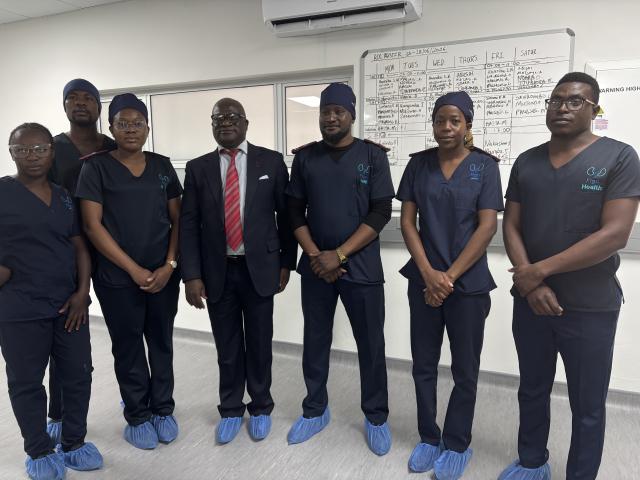 RUNDU, 23 June 2025 - Staff members from the Rundu Dialysis Centre with the Governor of the Kavango East Region Hamunyera Hambyuka. ( Photo by: Sawi Hausiku) NAMPA 