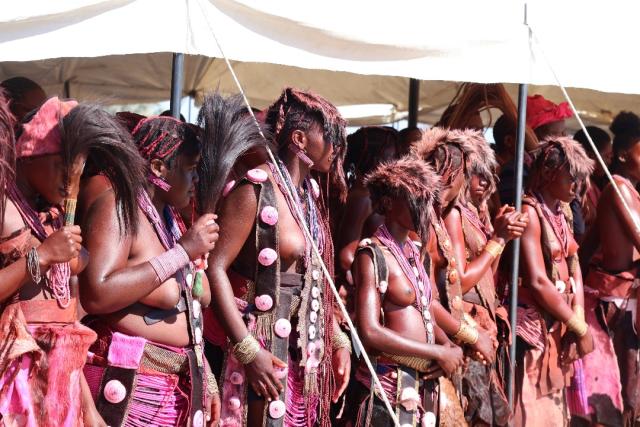 OUTAPI, 27 June 2025 - Young girls who went through the Olufuko initation during since Sunday attending the official opening of the festival on Friday. (Photo: Maria David)NAMPA