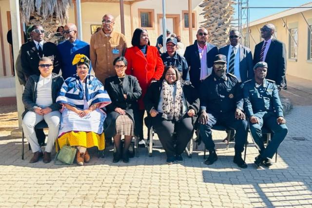 KARASBURG, 30 June 2025 - Minister of home affairs, immigration, safety and security, Lucia Iipumbu pictured with other stakeholders at the new home affairs office at Karasburg.(Photo: Contributed) NAMPA