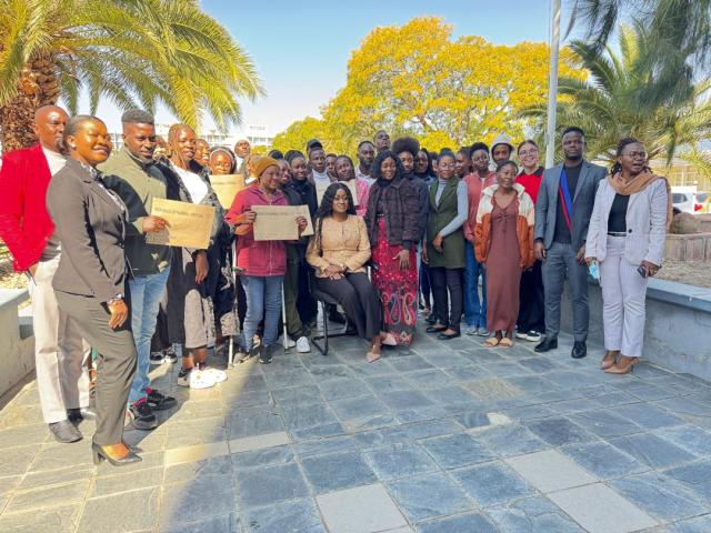 WINDHOEK, 02 JUL (NAMPA) - Minister of Health and Social Services Esperance Luvindao (sitted), pictured with some of the 52 recipients to recieve a scholarship from the Ministry of Health and Social Services. (Photo: Contributed) 