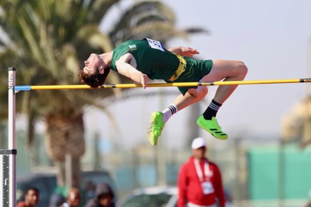 SWAKOPMUND, 10 July 2025 - South African high jumper while in action during the African Union Sport Council (AUSC) Region Five Games at the Vineta Stadium in Swakopmund. (Photo by: Hesron Kapanga) NAMPA