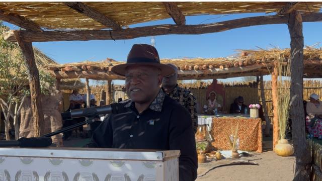 KAYENGONA, 13 July 2025 - Prime Minister Dr Elijah Ngurare speaking during the cultural festival held at Kayengona on Saturday. (Photo by: Sawi Hausiku) NAMPA 