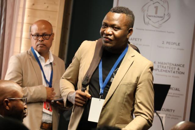 SWAKOPMUND, 17 July 2025 - New Era Newspaper Chief Executive Officer, Christopher Maletsky and Namibian Sun Editor, Toivo Ndjebela at the 2025 Effective Communicators Conference in Swakopmund on Thursday afternoon. (Photo by: Mulisa Simiyasa) NAMPA