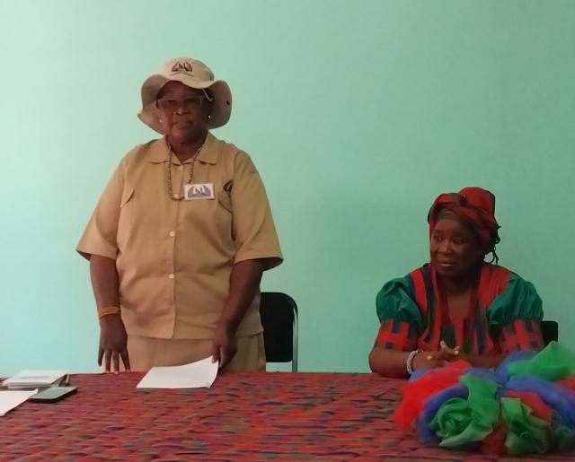 KATIMA MULILO, 18 July 2025 - Zambezi Regional Cordinator of the Former Plan Combatants Association, Georgina Mwiya speaks at the official welcome of the new Zambezi Regional Governor, Dorothy Kabula (right) at the Swapo regional office at Katima Mulilo on Friday.
(Photo: Michael Mutonga Liswaniso) NAMPA
