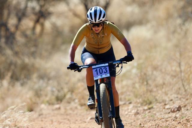 WINDHOEK, 19 July 2025  –  Monique Du Plessis Namibia's female cross country national champion while in action during the 2025 Nedbank Namibian National Cross Country (XCO) champions at the Towerbos Trails in Windhoek. (Photo by: Hesron Kapanga) NAMPA