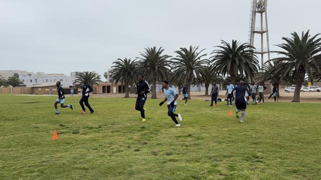 SWAKOPMUND, 22 July 2025 - The Roads Authority soccer team training in preparation of the upcoming state owned enterprise games taking place at Swakopmund from 24 - 26 July. (Photo by: Isabel Bento) NAMPA 