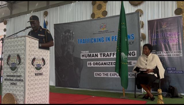 RUNDU, 30 July 2025 - The Namibian Police Force Inspector General Joseph Shikongo speaking during the commemoration of World Day Against Trafficking in Persons held at Rundu on Wednesday. (Photo by: Sawi Hausiku) NAMPA 