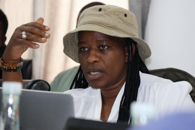 OTJIWARONGO, 30 July 2025 - Parliamentary Standing Committee on Poverty Eradication, Labour and Industrial Relations chairperson Justina Jonas speaks at an oversight meeting at Cheetah Cement on Wednesday. (Photo by: Mulisa Simiyasa) NAMPA 