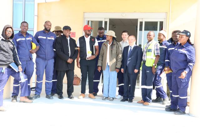 OTJIWARONGO, 30 July 2025 - Group photo of Cheetah Cement management team and parliamentarians on standing committee of poverty eradication, labour and industrial relations during its one-day oversight visit at Cheetah Cement on Wednesday. (Photo by: Mulisa Simiyasa) NAMPA