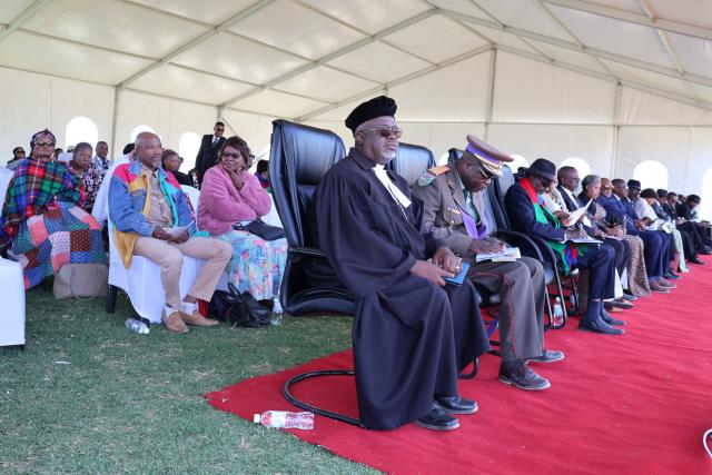 OTJIWARONGO, 01 AUG (NAMPA) - A section of community and family members of the late war veteran and former Robben Island political prisoner, Lazarus Guiteb gathers for his memorial service on Friday at Otjiwarongo's Mokati Sports Stadium. The 82-year-old Guiteb was accorded the military funeral by President Netumbo Nandi-Ndaitwah and will be buried on Saturday at the town. (Photo by: Mulisa Simiyasa) NAMPA
