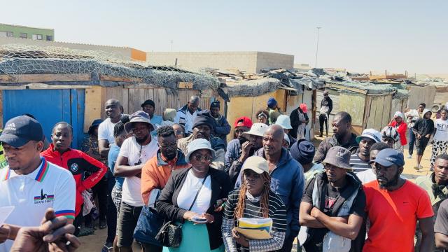 WALVIS BAY, 01 August 2025 - Some of the disgruntled residents of Walvis Bay who were recently evicted from a private plot. The about 50 residents were reportedly removed by a messenger of the court through a court order. (Photo by: Isabel Bento) NAMPA