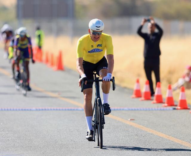 WINDHOEK, 03 August 2025 – Namibian cyclist Drikus Coetzee while in action during the last stage of the 2025 Tour de Windhoek. Namibia’s premier international cycling event, the Tour de Windhoek, was held from 31 July to 3 August 2025 around the Namibian capital. (Photo by: Hesron Kapanga) NAMPA
