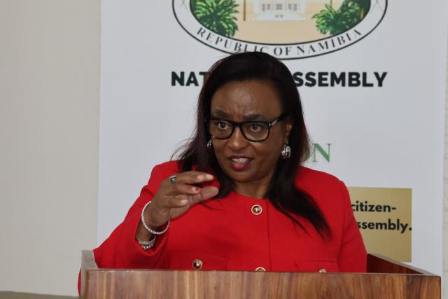 OTJIWARONGO, 04 AUG (NAMPA) - Chairperson of the Parliamentary Standing Committee on Gender Equality, Health and Social Welfare, Nono Katjingisiua speaks on Monday at Otjiwarongo a weeklong consultative workshop with the ministries of education, health, gender, police's gender based violence, home affairs, water and legal assistance centre. Deputy Chairperson of the committee Ephraim Nekongo is also attending the workshop. Otjozondjupa Governor John //Khamuseb officially opened it on Monday morning. (Photo by: Mulisa Simiyasa) NAMPA