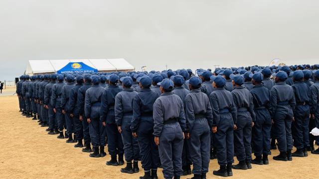 HENTIES BAY, 04 August 2025 - Some of the 700 recruits currently undergoing the National Youth Training Programme at the Henties Bay training centre. (Photo by: Isabel Bento) NAMPA