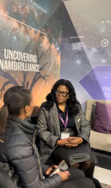 WINDHOEK,07 AUGUST 2025 - Nampa interviews Corporate Affairs Manager of Namibia Diamond Trading Company (NDTC), Helena Mootseng at the 12th edition  of the Mining Expo. NDTC is one of the participating companies at the expo.  (Photo: Justina Shuumbwa) NAMPA