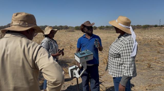 OKONGO, 08 August 2025 - The Ministry of Agriculture, Fisheries, Water and Land Reform Executive Director, Ndiyakupi Nghituwamata, during the site visit at Ekoka village east of Okongo.