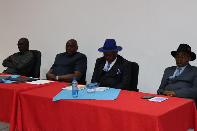 OTJIWARONGO, 11 August 2025 - The Minister of Urban and Rural Development, James Sankwasa (second from left) attends an event that marked the official opening of a weeklong training workshop for traditional leaders and their secretaries from Otjozondjupa, Erongo, Kunene and Omaheke regions on legal framework at Otjiwarongo on Monday. Governor John //Khamuseb, third from left also attended the official opening part of the workshop. (Photo by: Mulisa Simiyasa) NAMPA 