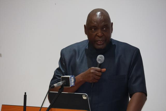 OTJIWARONGO, 11 August 2025 - The Minister of Urban and Rural Development, James Sankwasa speaks at an event that marked the official opening of a weeklong training workshop for traditional leaders and their secretaries from Otjozondjupa, Erongo, Kunene and Omaheke regions on legal framework at Otjiwarongo on Monday. (Photo by: Mulisa Simiyasa) NAMPA 