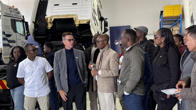 Walvis Bay, 22 August 2025 - Members of the Parliamentary Standing Committee on Parliamentary Standing Committee on Economic and Industry, Public Administration and Planning, chaired by Member of parliament Ipumbu Shiimi visited the Cleanergy Solutions Hydrogen Plant at Walvis Bay. The visit was part of the week-long consultative workshop at Swakopmund. (Photo by: Isabel Bento) NAMPA