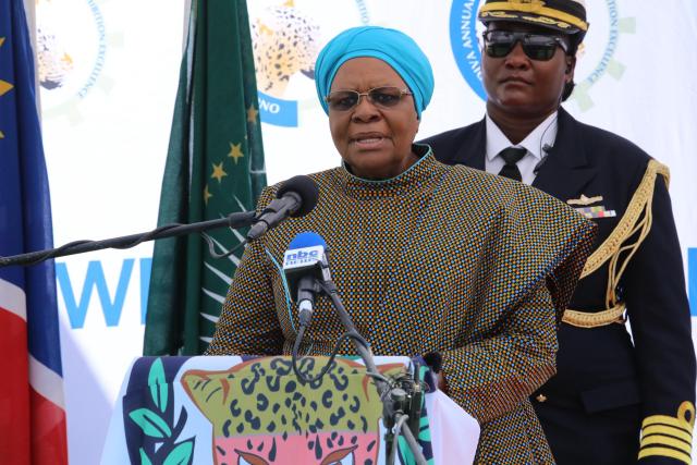 ONGWEDIVA, 24 August 2025 - President Netumbo Nandi-Ndaitwah speaking during the official opening of the Ongwediva Annual Trade Fair on Sunday.
