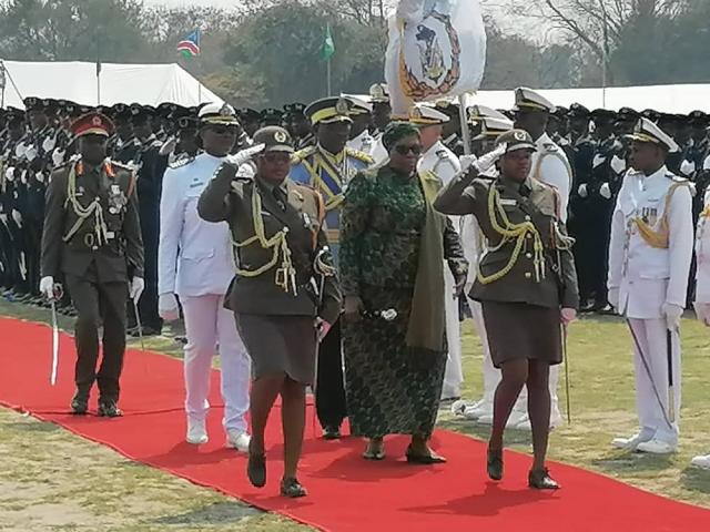 KATIMA MULILO, 26 August 2025 - President Netumbo Nandi-Ndaitwah inspects the parade at the Heroes Day commemoration in Katima Mulilo on Tuesday. (Photo: Mulisa Simiyasa) NAMPA