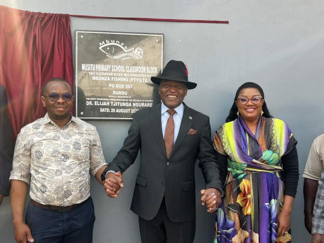 KAGUNI VILLAGE, 28 August 2025- Prime Minister Tjitunga Elijah Ngurare at the handover of a new classroom block to Musitu Primary School on Thursday.

(Photo: Contributed)
NAMPA