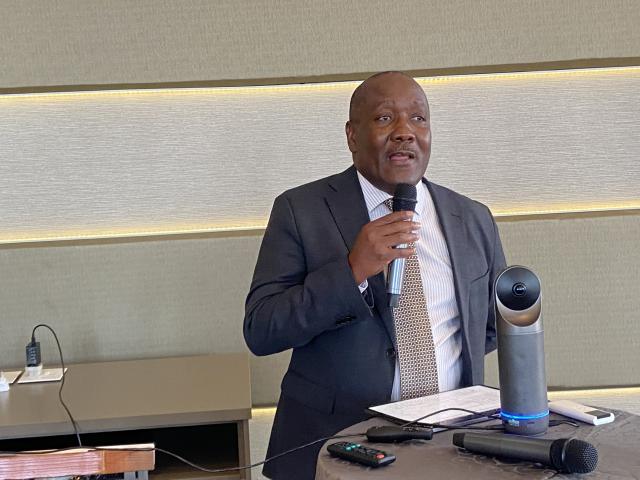 WINDHOEK, 29 August 2025 - Ministry of Environment, Forestry and Tourism (MEFT) Environmental Commissioner, Timoteus Mufeti speaks during the Nature, People and Climate Investment Plan validation workshop in Windhoek. (Photo: Edward Tenete) NAMPA