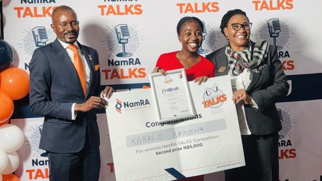 SWAKOPMUND, 01 September 2025 - Kabalo Kakena, a returning competitor to the NamRA talks competition won second place in the final round which took place at Swakopmund on Monday. (Photo by: Isabel Bento) NAMPA