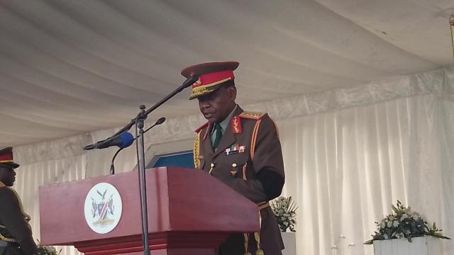OHAKWEENYANGA, 05 September 2025 - Retired General Martin Shali speaking during the memorial service of late retired commander Salomon Hawala at Ohakweenyanga village on Friday. (Photo: Maria David)NAMPA