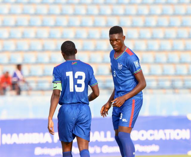 WINDHOEK, 05 September 2025 – Namibia’s 23-year-old striker David “Halland” Ndeuyema (right) and Peter Shalulile while in action against Malawi during Namibia's World Cup qualifier at the Obed Otani Chilume Stadium in Francistown, Botswana. (Photo by: Hesron Kapanga) NAMPA
