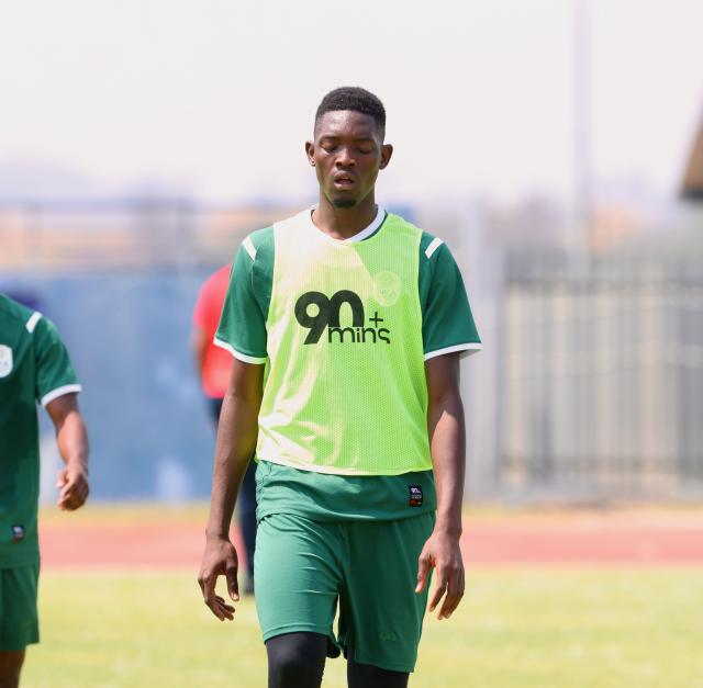 WINDHOEK, 05 September 2025 – Namibia’s 23-year-old striker David “Halland” Ndeuyema (right) and Peter Shalulile while in action against Malawi during a training session at the Obed Otani Chilume Stadium in Francistown, Botswana during Namibia's World Cup qualifier preparations. (Photo by: Hesron Kapanga) NAMPA
