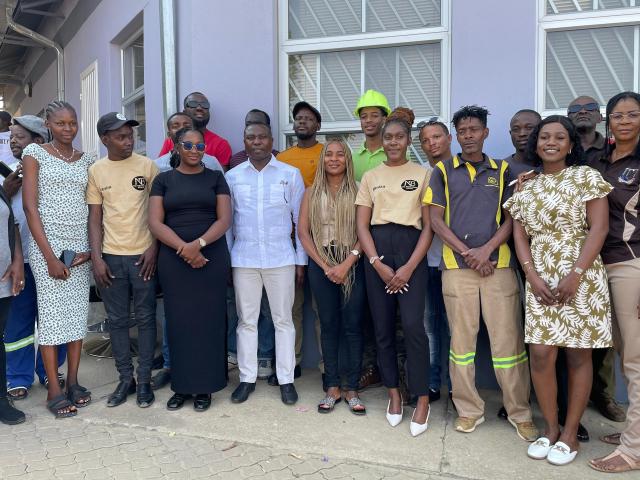 Windhoek, 10 September 2025 - A. Pandeni constituency councillor John Moonde(middle white shirt) with beneficiaries of the Income Generating Activities. (Photo: Negumbo Ali)Nampa