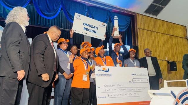 WALVIS BAY, 11 September 2025 - Winners of the Namport National School Debating Competition Erongo region who defeated Erongo i Region during the final round of the debate competition which is part of the Maritime week taking place at Walvis Bay. (Photo by: Isabel Bento) NAMPA