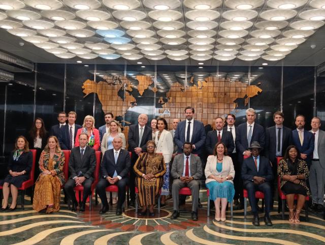 WINDHOEK, 17 September 2025 - Netumbo Nandi-Ndaitwah with EU delegates during their courtesy visit to state house in Wednesday. (Photo: Negumbo Ali)