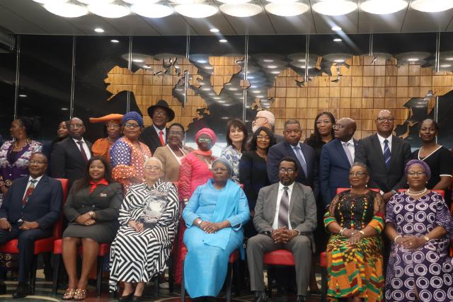 WINDHOEK, 18 September 2025- President  Netumbo Nandi-Ndaitwah pictured with the newly appointed ambassadors. (Photo by: Mathilde Kudumo) NAMPA